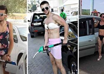 Gasolinera ofrece combustible gratis a quienes llegaran con bikini, esperaban mujeres pero se llevaron esta sorpresa