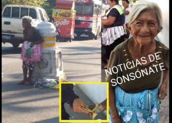 Con una remesa, salvadoreños de buen corazón dibujan una sonrisa en el rostro de ancianita que vende en la calle