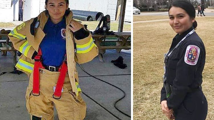 Guapa salvadoreña se gradúa con honores del cuerpo de bomberos en Estados Unidos