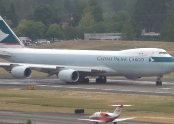 Insólito accidente: Un cubo de basura impacta a un avión que alzaba su vuelo