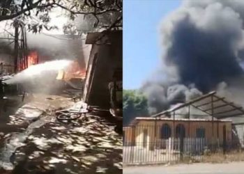Voraz incendio consume un taller en San Miguel