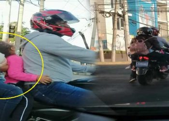 Padres arriesgan la vida de sus pequeños al circular sin protección por las calles de San Salvador