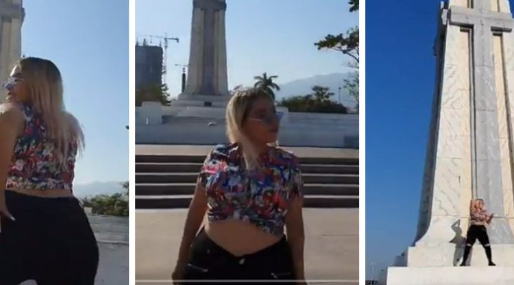Salvadoreña “perrea” frente al Salvador del Mundo y logra que Bad Bunny comparta su vídeo
