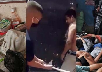 UNIFORMADOS DE LA PNC ASI PONEN A SUFRIR A LOS MAREROS QUE AGARRAN A BATAZOS A LOS SALVADOREÑOS PARA QUE NO SALGAN DE LA CASA