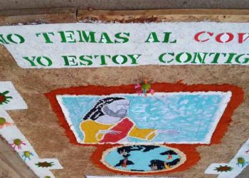 Ciudadanos realizaron alfombra para enviar mensaje de esperanza por el coronavirus