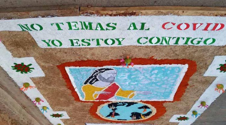 Ciudadanos realizaron alfombra para enviar mensaje de esperanza por el coronavirus