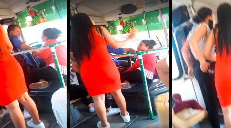 Esposa y dos amantes protagonizan fuerte discusión por el amor de un busero en pleno viaje