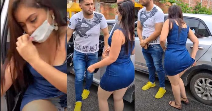 SEÑORITA LE AYUDA A SU NOVIO PARA QUE NO SE LO LLEVARAN AL BOTE POR NO USAR MASCARILLA EN PLENO RETEN DE POLICÍAS