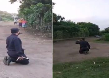 Agente pide de rodillas por la sanidad y vida del pueblo salvadoreño