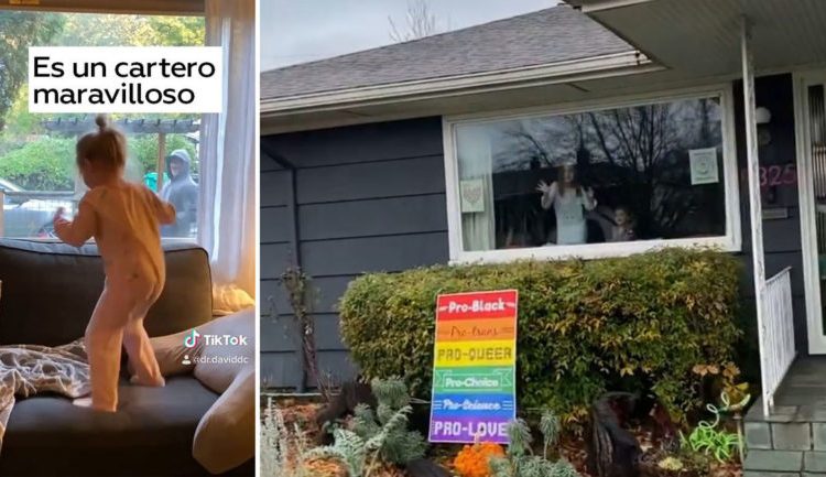 El adorable baile de un cartero y una niña que lo espera cada día frente a la ventana se hace viral