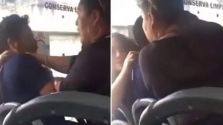 Hombre recibe buenos “trancazos” de su esposa y suegra al ser descubierto con la otra al interior de un bus