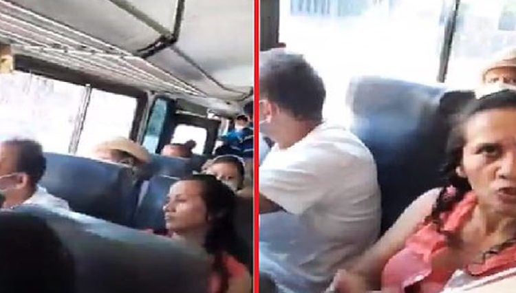 “Yo no uso porque no me gusta”, mujer se niega a usar mascarilla que le regalaba un vendedor dentro de un bus