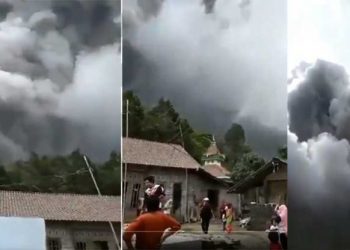 Volcán Merapi entra en erupción expulsando gas y lava incandescente