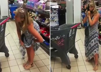 Una mujer se quita la tanga y se lo pone a modo de mascarilla cuando le llaman la atención en un supermercado