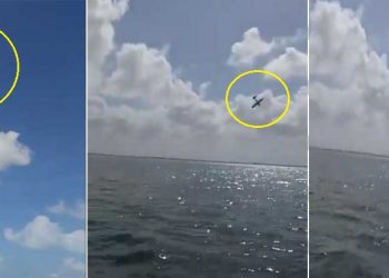 Captan el momento en que se desploma una avioneta en una laguna