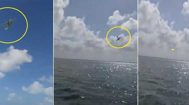 Captan el momento en que se desploma una avioneta en una laguna