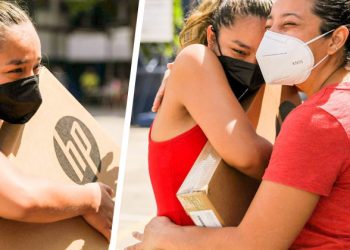 Madre e hija se funden en un abrazo tras la alegría de emprender el camino hacia un futuro mejor