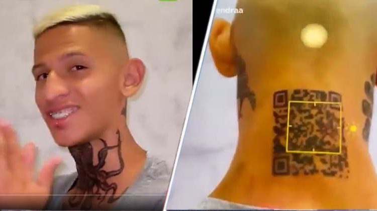Influencer se tatúa en el cuello un código QR para abrir Instagram pero no funciona