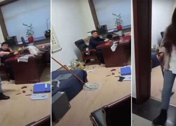 Empleada golpea a su jefe con un trapeador por supuesto acoso