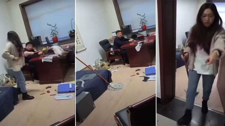 Empleada golpea a su jefe con un trapeador por supuesto acoso