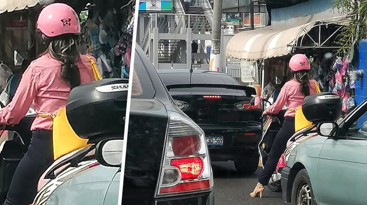 “Elegancia sobre dos ruedas”; aplauden a joven conductora por respetar las normas de tránsito
