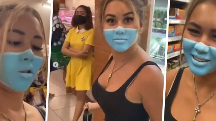 Joven se pinta una mascarilla en el rostro y burla la seguridad de un supermercado; podría ser deportada
