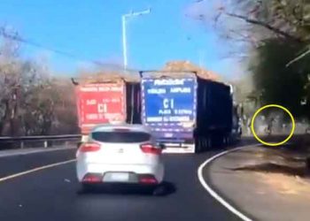 Por ir peleando vía en plena curva, traileros casi provocan una tragedia en carretera Litoral
