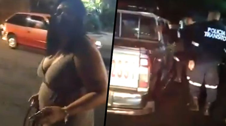 Mujer arma un escándalo al ver que se llevan preso a su hijo que andaba manejando totalmente ebrio