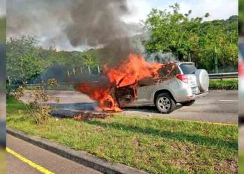 Vehículo se incendia sobre el bulevar Luis Poma