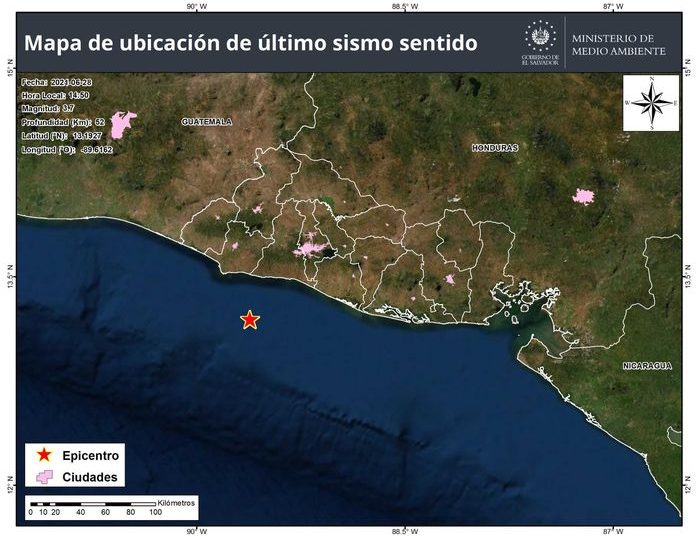 Sismo sacude parte del territorio salvadoreño, esta tarde