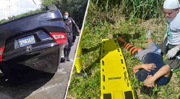 Por evitar impactar con un motociclista conductor termina volcado en La Libertad