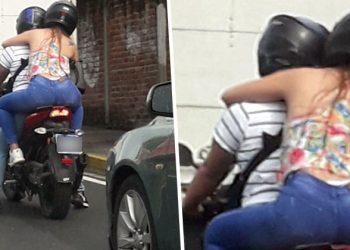 Captan a pareja bien “acaramelada” en pleno tráfico, pero sin ir rebasando