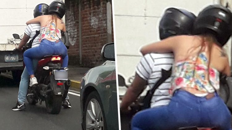 Captan a pareja bien “acaramelada” en pleno tráfico, pero sin ir rebasando